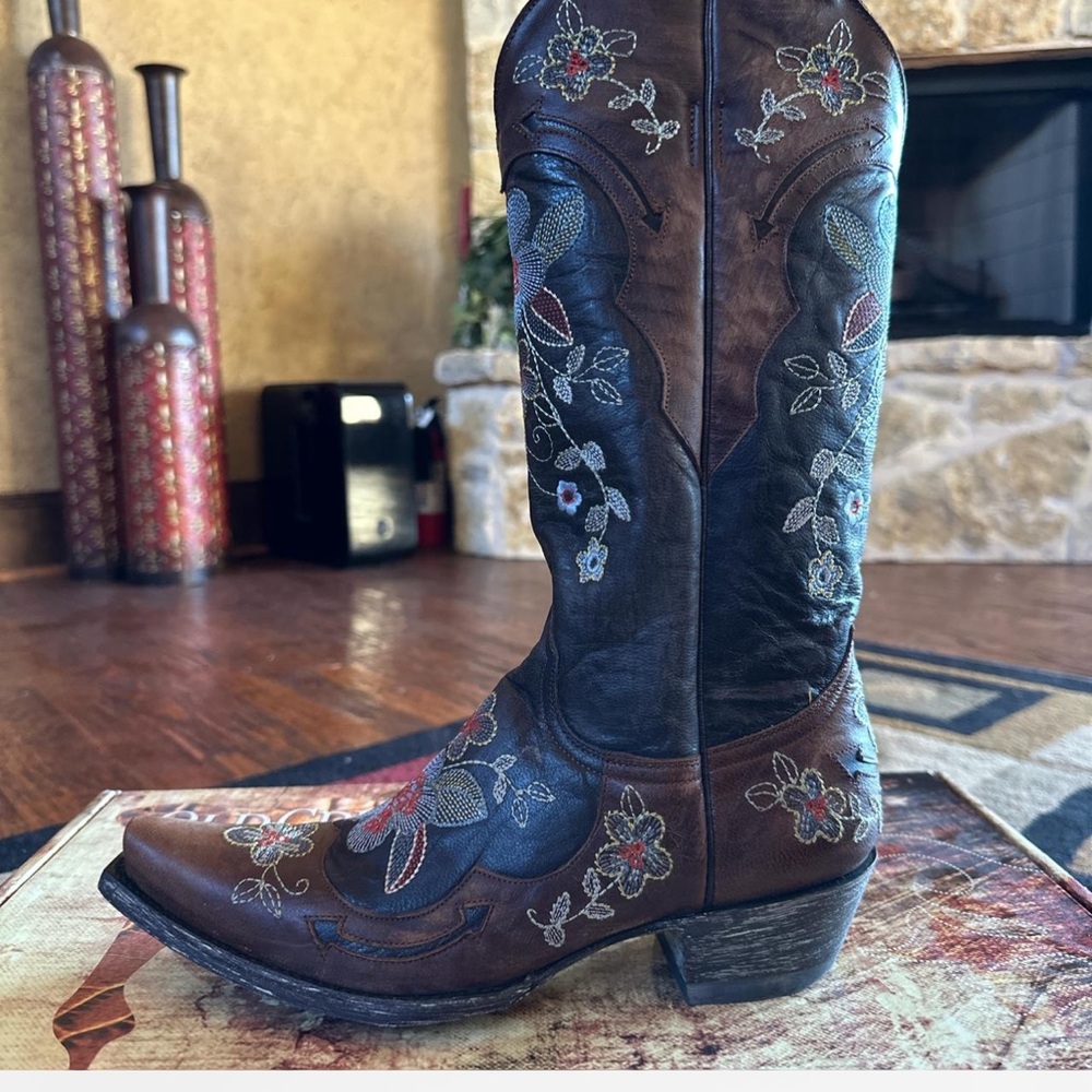 Old Gringo Bonnie Brass cowboy Boots floral embroidery etched Boho RTL 595 NWT - Picture 4 of 11
